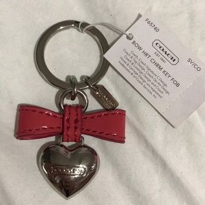 NWT Coach Key Chain, Bow Heart Key Fob